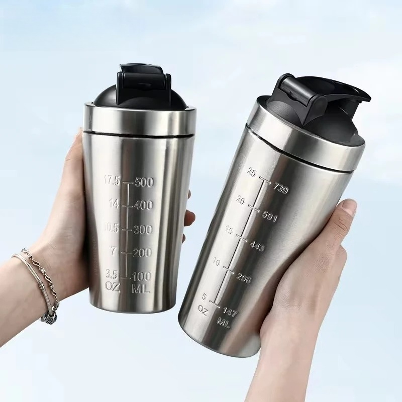 Protein Shaker Bottle - 1 pz Borraccia Shaker in Acciaio